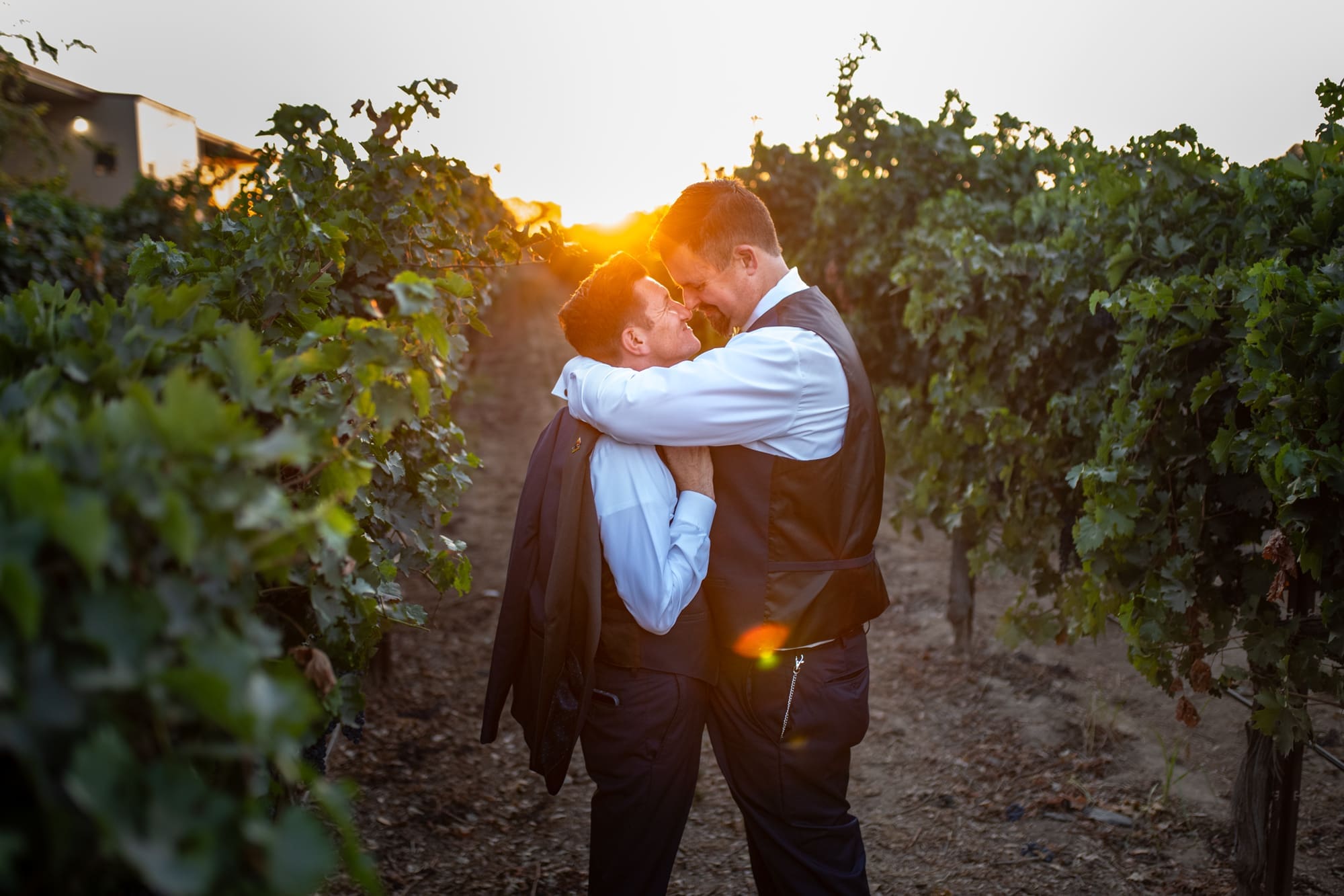 Erik and Tim portrait at Oak Farm Vineyards Lodi — LGBTQ wedding photographer